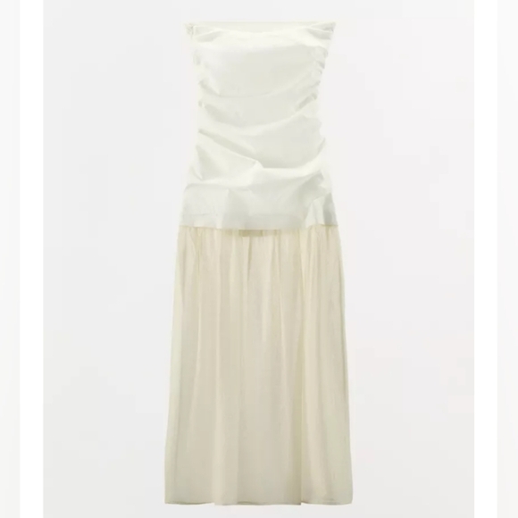 Zara Combination Strapless Midi Dress - Picture 9 of 10